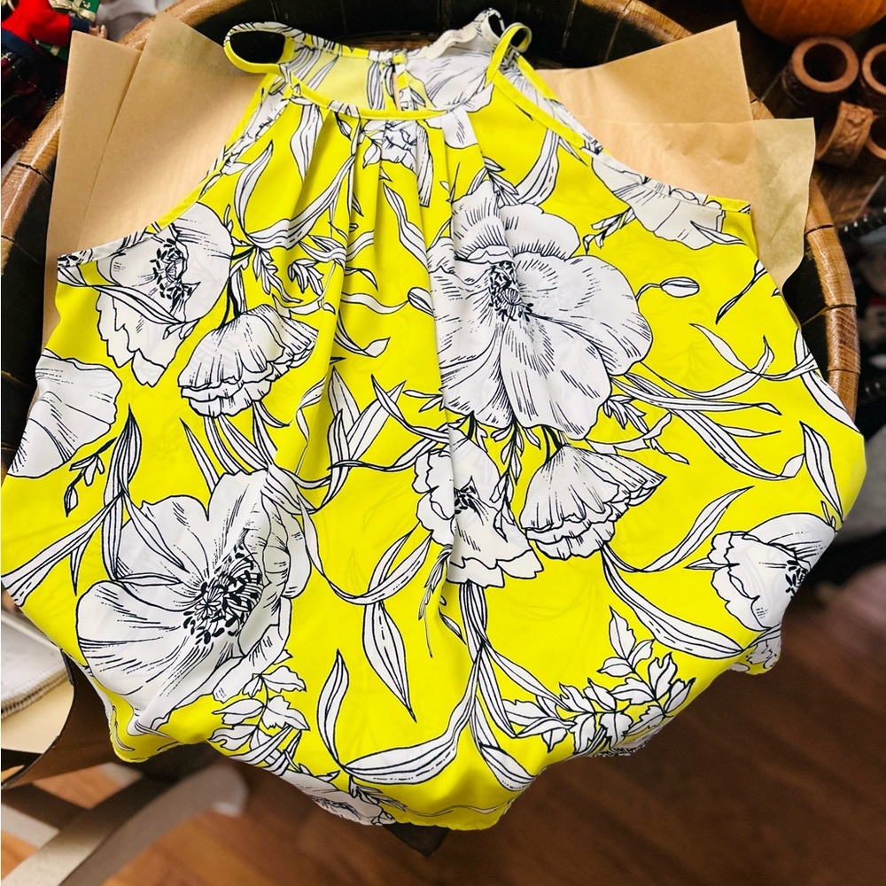 Maitai Yellow and White Floral Halter Top